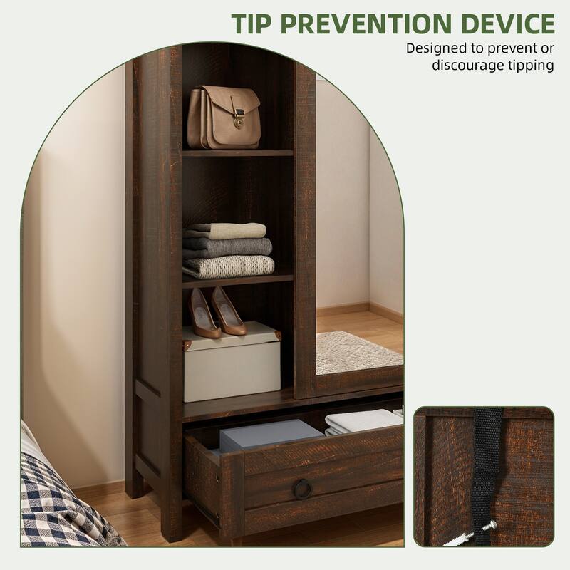 Farmhouse Tall Bathroom Storage Cabinet with Doors And Adjustable Shelf