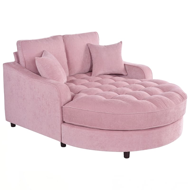 55" Modern Chaise Lounge Sofa Bed Upholstered Sofa Couch with Seat and Detachable Pillows for Living Room