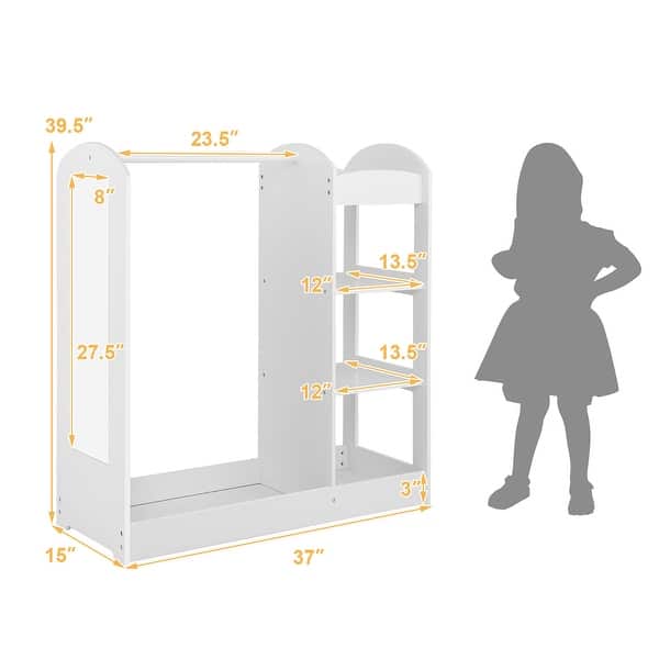 dimension image slide 0 of 3, Gymax Kids Dress up Storage Hanging Armoire Dresser Costume Closet w/
