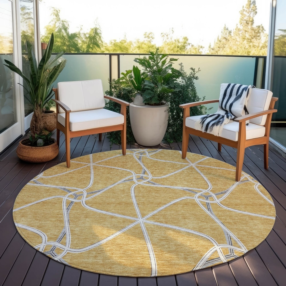 Machine Washable Indoor/ Outdoor Contemporary Links Chantille Rug