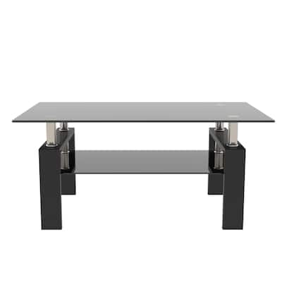 Glass Clear Coffee Table, Modern Side Center Tables for Living Room, Living Room Furniture