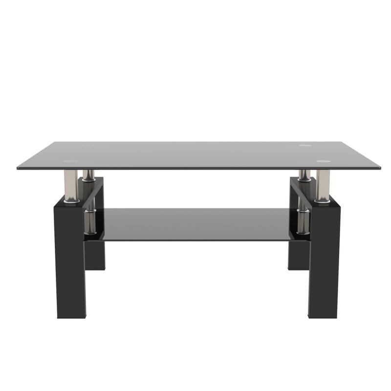 Rectangle Glass Coffee Table, Modern Side Center Tables for Living Room, Living Room Furniture