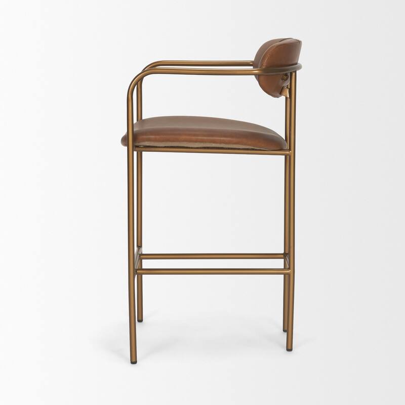 Parker Cream Fabric Seat Gold Metal Counter Stool - 21.3L x 21.5W x 36.5H