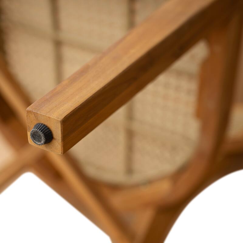 Christopher Knight Home - Eudoxia Patio Acacia Wood and Plastic Rattan Dining Chair（Set of 2）