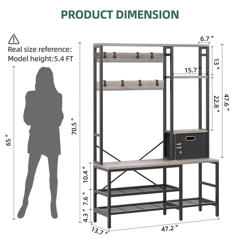 Futzca Hall Tree with Bench Shoe Storage