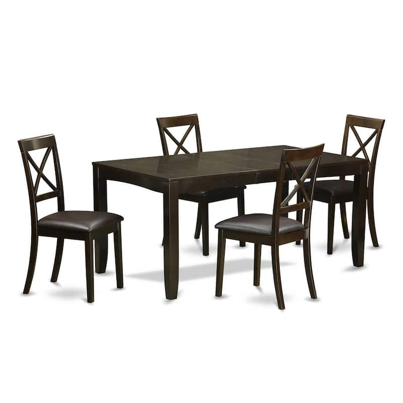 HomeStock 5-Pc Cappuccino Solid Wood Top - Dining Room Set - Seats 4
