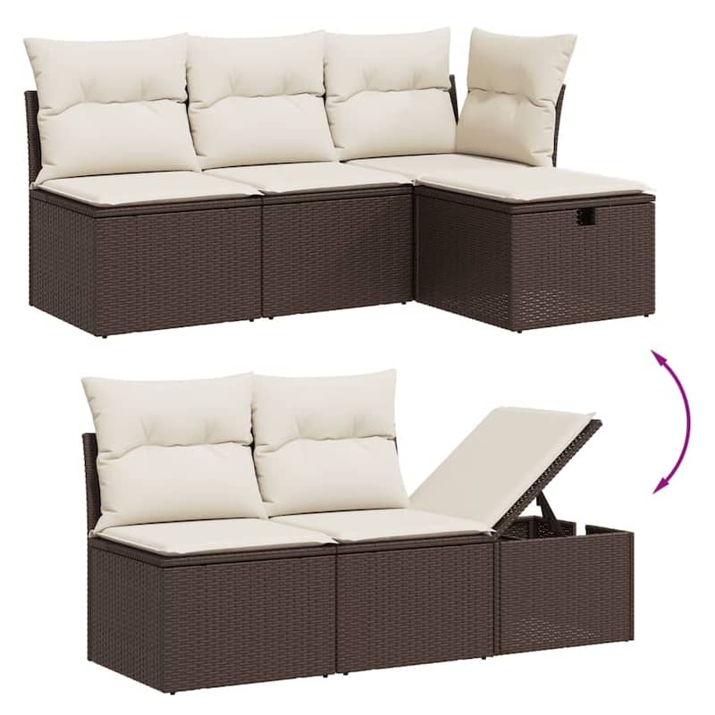 vidaXL Patio Sofa Set with Cushions Outdoor Furniture 7 Piece Poly Rattan