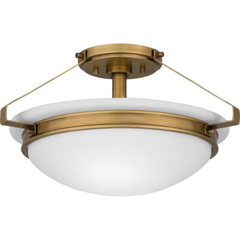 Quoizel Semi-Flush Mount 2-Light Semi-Flush Mount in Weathered Brass - Weathered Brass