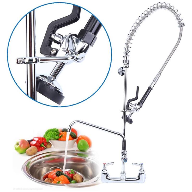 Pull Down 2-Handle Wall Mount Pre-Rinse Spray Utility Kitchen Faucet