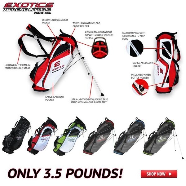 Tour Edge Golf Exotics Extreme Lite 3 5 Stand Bag Red White Tour Edge Golf Exotics Extreme Lite 3 5 Stand Bag Red