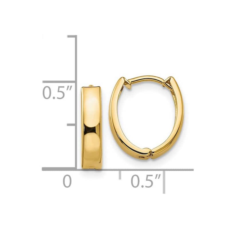 Curata 14k Yellow Gold Polished Oval Hinged Huggies Hoop Earrings (4mm x 13mm)