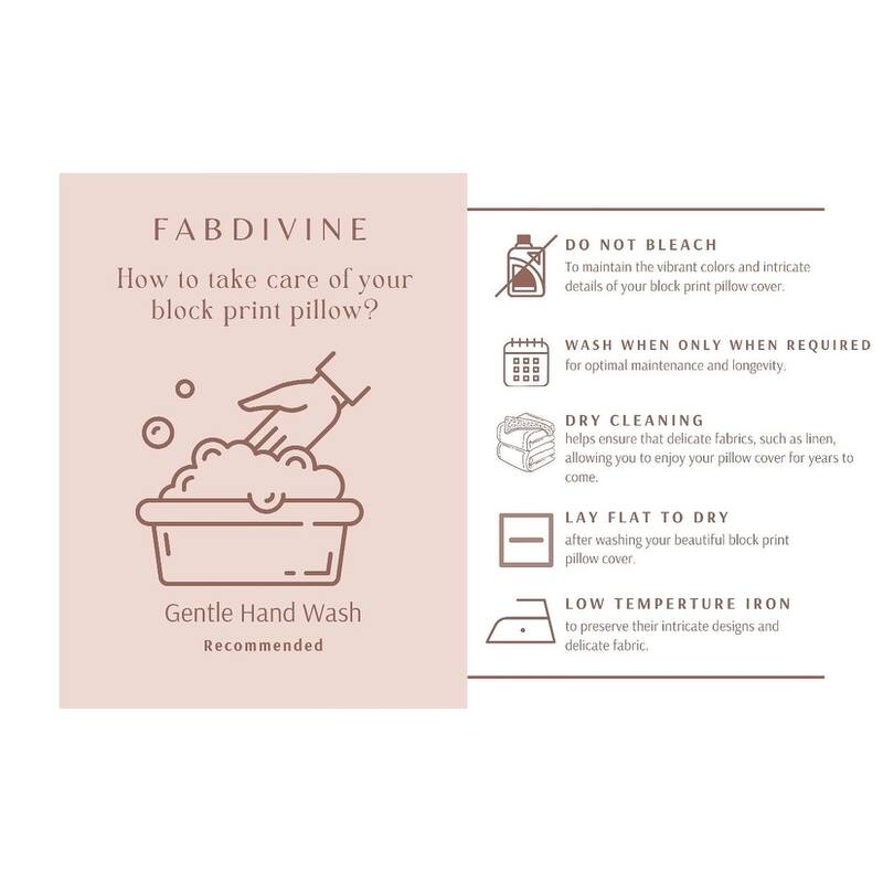 Fabdivine Linen Square Block print pillow Cover