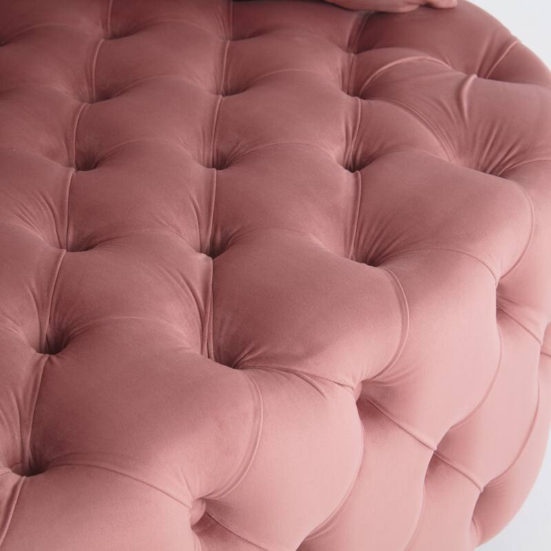 Oversized Barrel Accent Chair with 3 Pillows, Velvet Tufted Upholstered Round Club Chair, Ergonomic Reading Sofa Chair