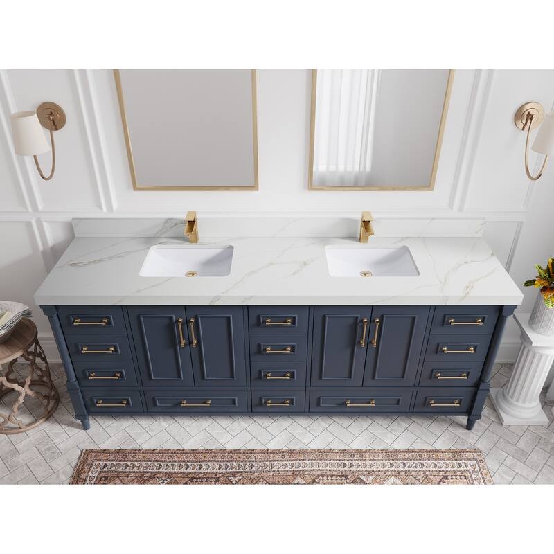 Willow Collections 84 in. W x 22 in. D Aberdeen Double Bowl Sink Bathroom Vanity with Countertop