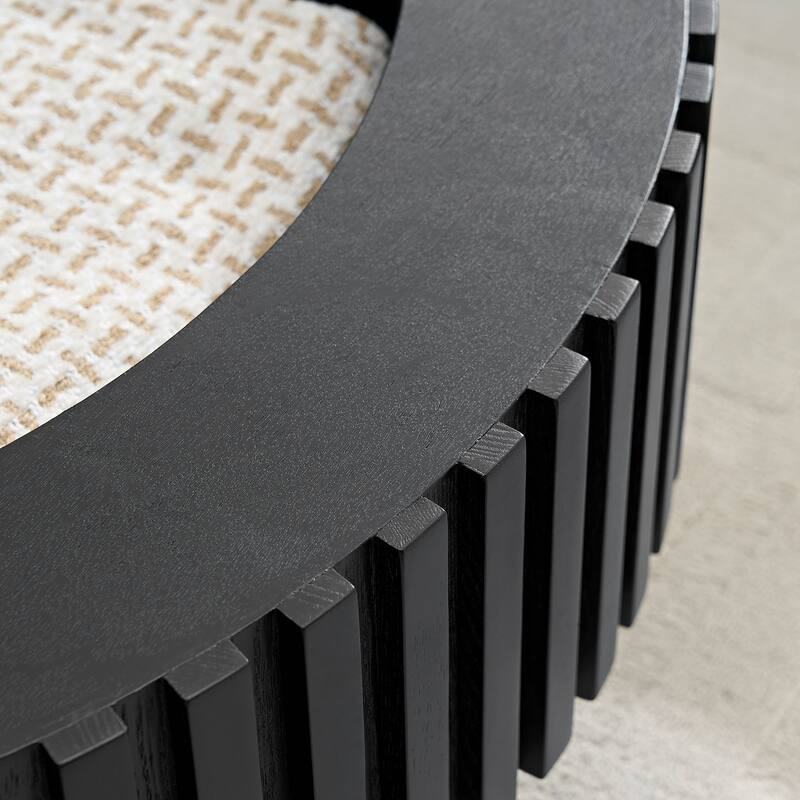 31.5" Round Wood Coffee Table with Storage, Modern Handcraft Drum Coffee Table, Stylish Circle Wooden Center Table