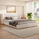 preview thumbnail 2 of 35, Christopher Knight Home - Aurelius Boucle Upholstered Bed Frame with Solid Rubberwood Base and Wingback Headboard White - Queen