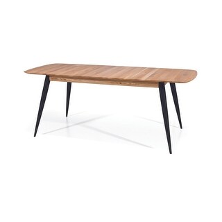 ULA Extendable Oak Wood Dining Table - Natural Wood/Black - Bed Bath ...