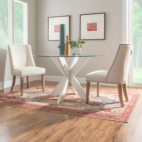 Allard X-base Round Glass Dining Table