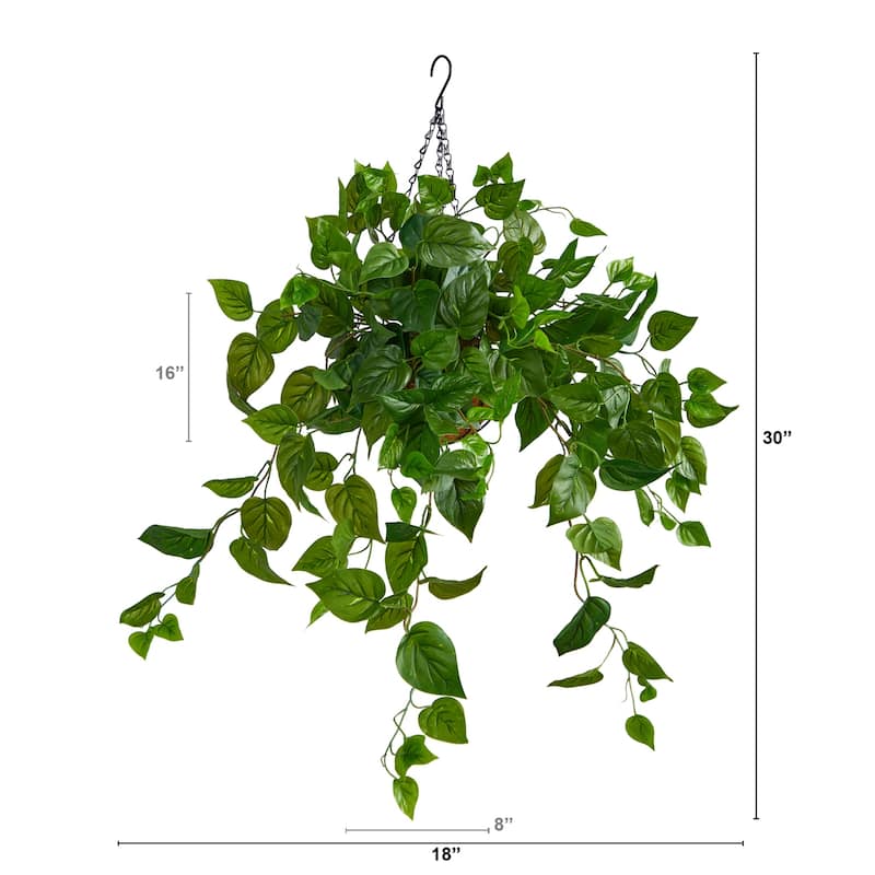 Artificial Hanging Plant 2.5Ft French Country Decor Indoor Tropical Greenery Basket - Green