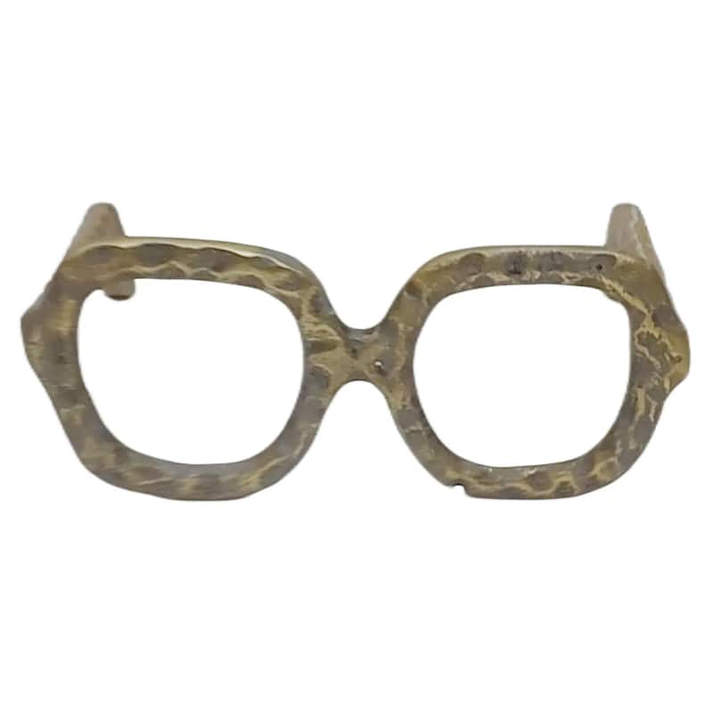 Metal Decorative Object Eyewear-Shaped Sculpture with Textured Design