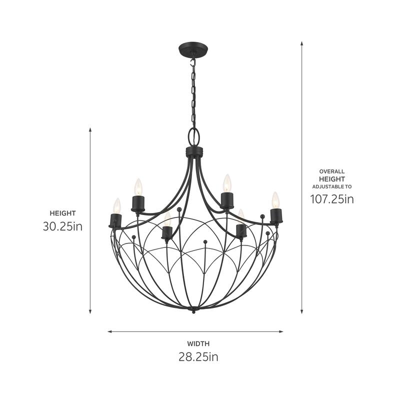 Kichler Lighting Topiary 28 inch 6-Light Chandelier Textured Black
