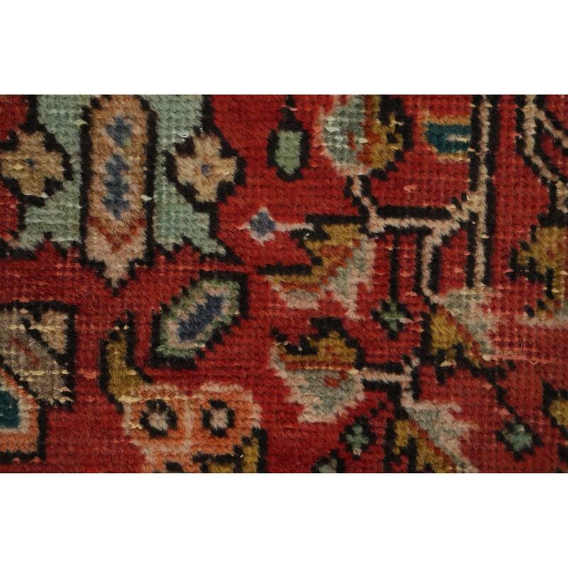 Hand Knotted Oriental 100% Wool Carpet Traditional Floral Red Tabriz Area Rug - 9' 3'' X 6' 9''