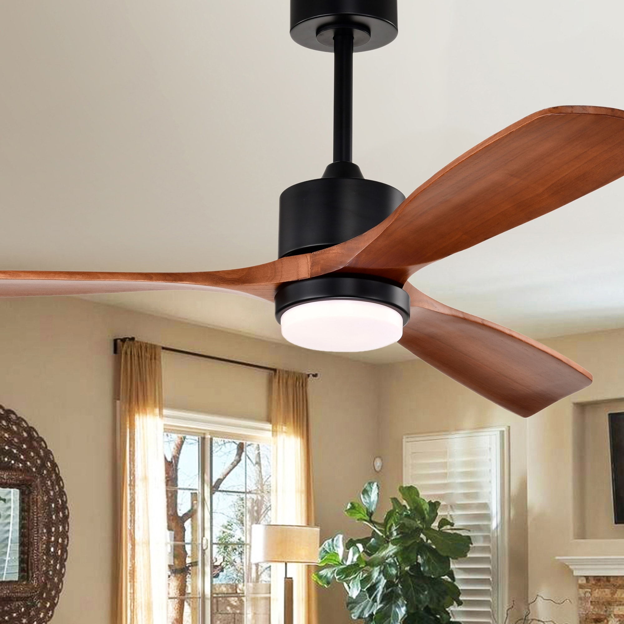 Warehouse of Tiffany Tariq 52-inch Solid Wood and Metal Lighted Ceiling Fan with LED Lighting