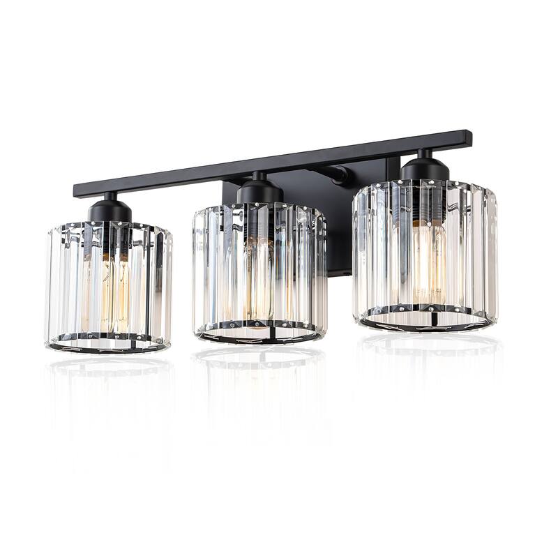 Starsky 3-Light 19inch Modern Bathroom Glass Crystal Vanity Light Wall Sconces
