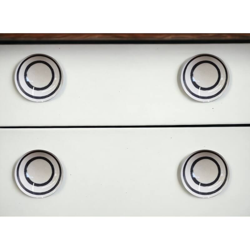 HomeRoots Set of Eight Black And White Ceramic And Metal Drawer Pull Knobs - 1.5' X '1.5' X '1.5 - White/Black - 1.5' X '1.5' X '1.5