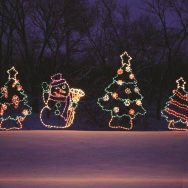 LED Lighted Christmas Tree with Garland Outdoor Decoration - 48" - Multi