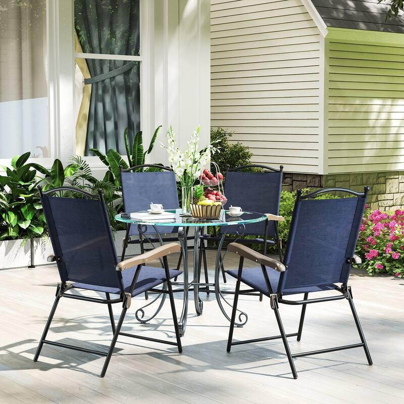 Gymax Patio Folding Chairs Set of 2 Outdoor Dining Chairs w/ Ergonomic