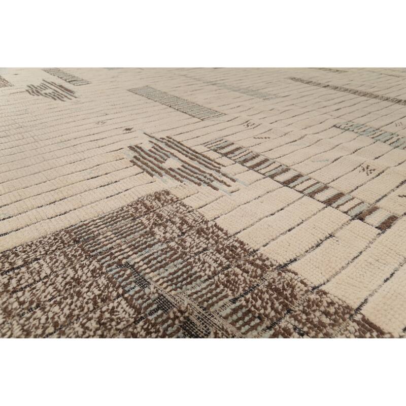 All-Over Striped Moroccan Large Area Rug Handmade Wool Carpet - 11'8"x 15'8"