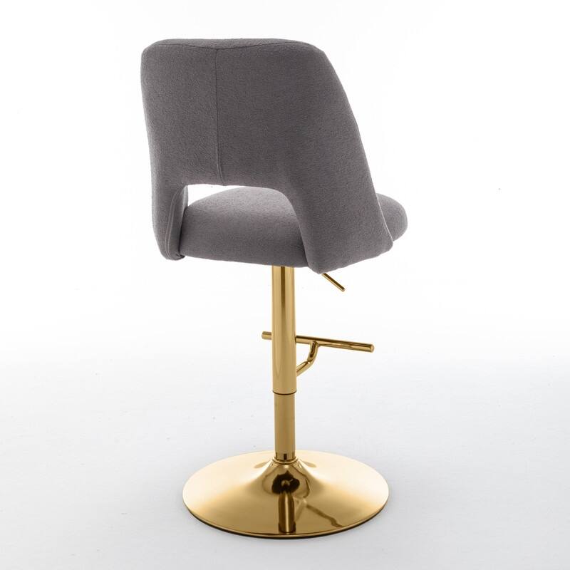 Best Quality Furniture Adjustable Textured Fabric Barstools with Chrome Finish Base (Set of 2)