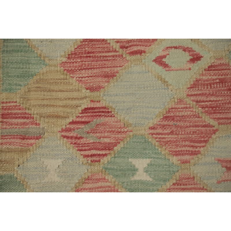 Hand Woven Oriental 100% Wool Carpet Southwestern Modern Multi-Colored Kilim Runner Rug - 7' 11'' X 2' 2''