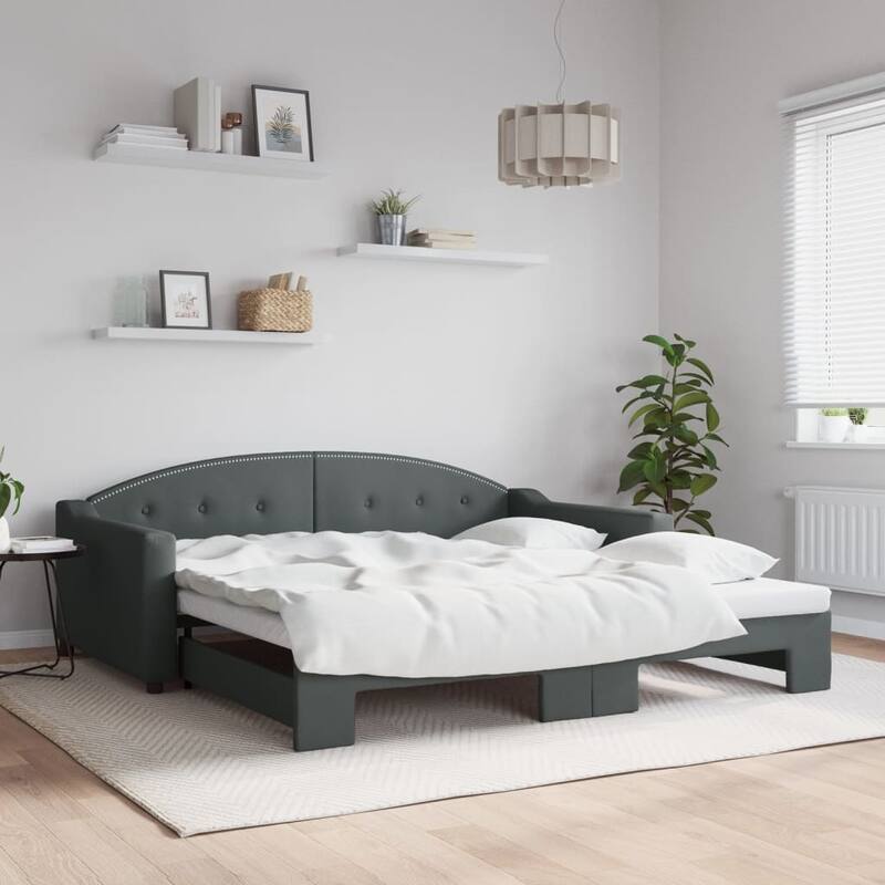 vidaXL Day Bed Upholstered Sleeper Sofa Bed for Bedroom Living Room Fabric - Light gray Trundle