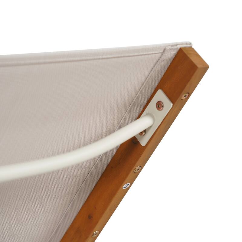 Roomfitters Outdoor Adjustable Chaise Lounge Chair, Poolside Relaxation Lounger with Acacia Frame