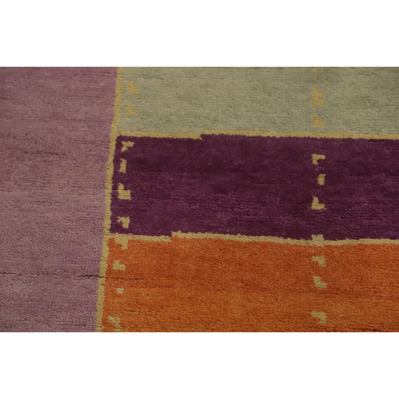 Geometric Gabbeh Vegetable Dye Area Rug Handmade Wool Carpet - 12' 9'' X 9' 0''