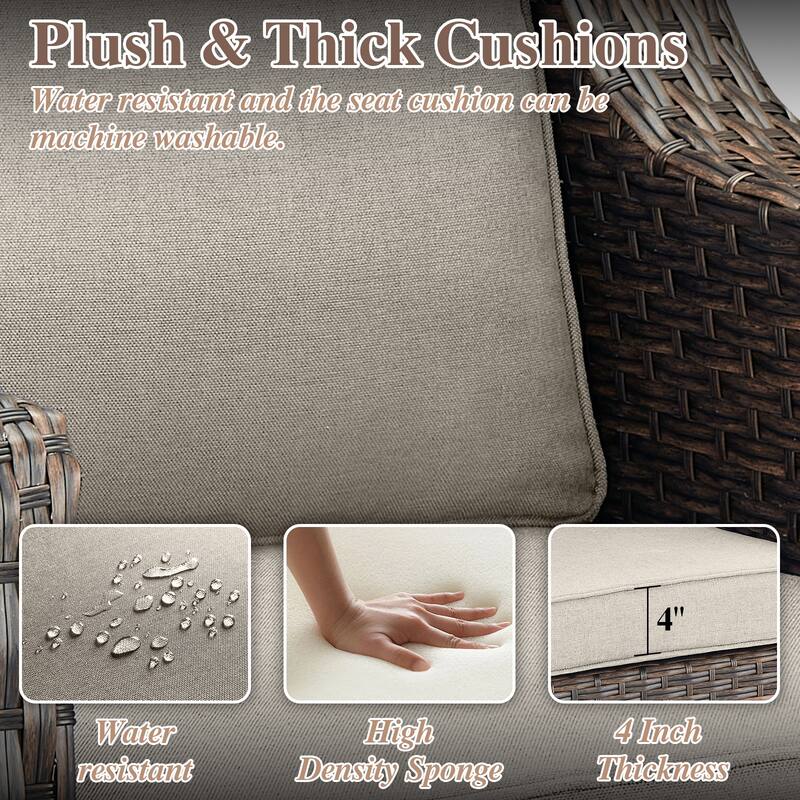 Outdoor Arm Chair with Cushion Wicker Rattan Chair