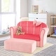 preview thumbnail 2 of 7, Gymax Kids Double Sofa Velvet Upholstered Sofa Couch w/Footstool &