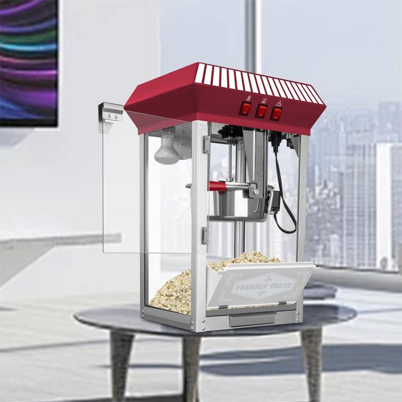 Commercial Popcorn Maker Machine,12 Ounce Kettle Stainless Steel Commercial Popcorn Machine with Tempered Glass