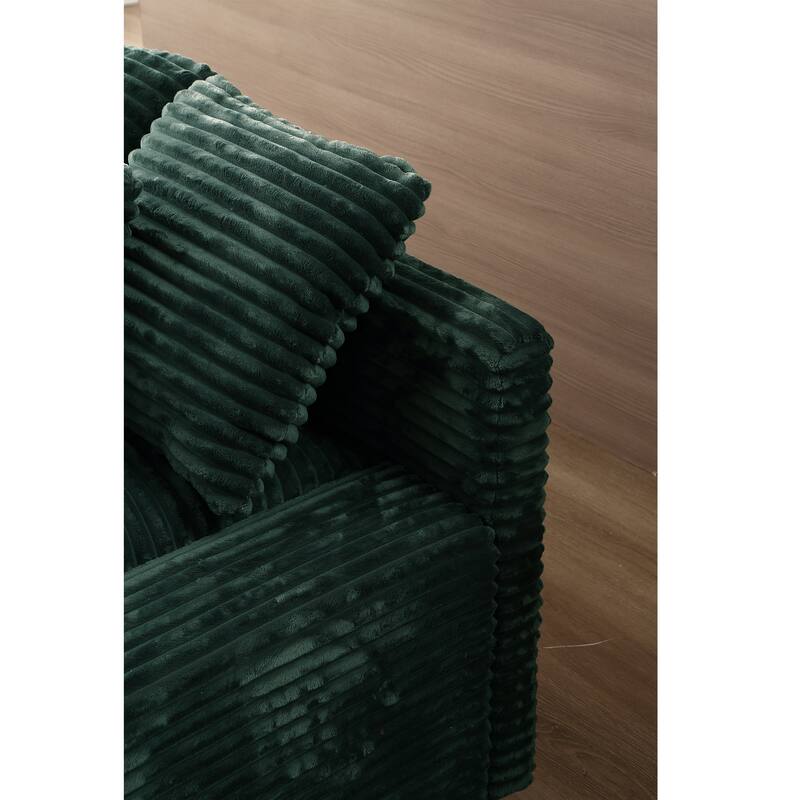 Corduroy Convertible Chair Bed with Removable Back Cushions (350lb)