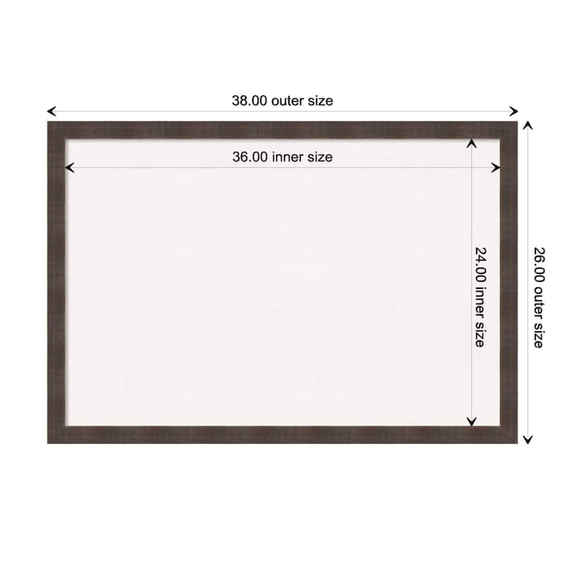 Whiskey Brown Rustic Wood Framed White Corkboard Bulletin Board - Board Size 36x24