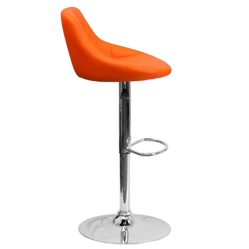 Diamond Pattern Vinyl Bucket Seat Adjustable Barstool - 18.5"W x 19"D x 33.25" - 41.75"H