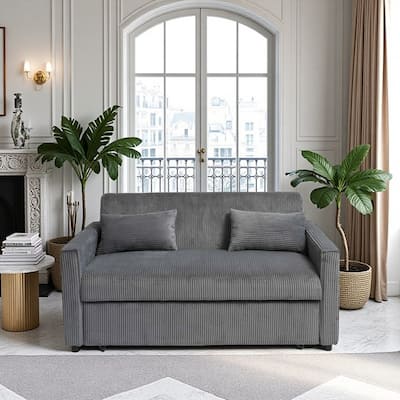 Futon convertible 3-in-1 sofa bed with adjustable backrest and pillow