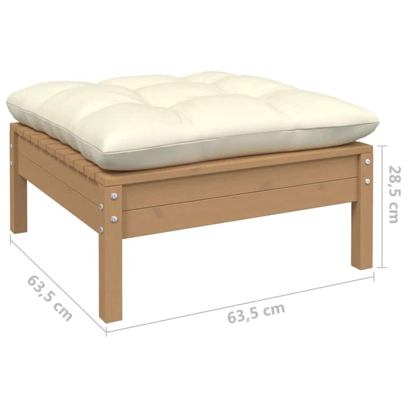 vidaXL Solid Wood Pine Patio Lounge Set 3 Piece with Cushions Multi Colors - 25" x 25" x 24.6"