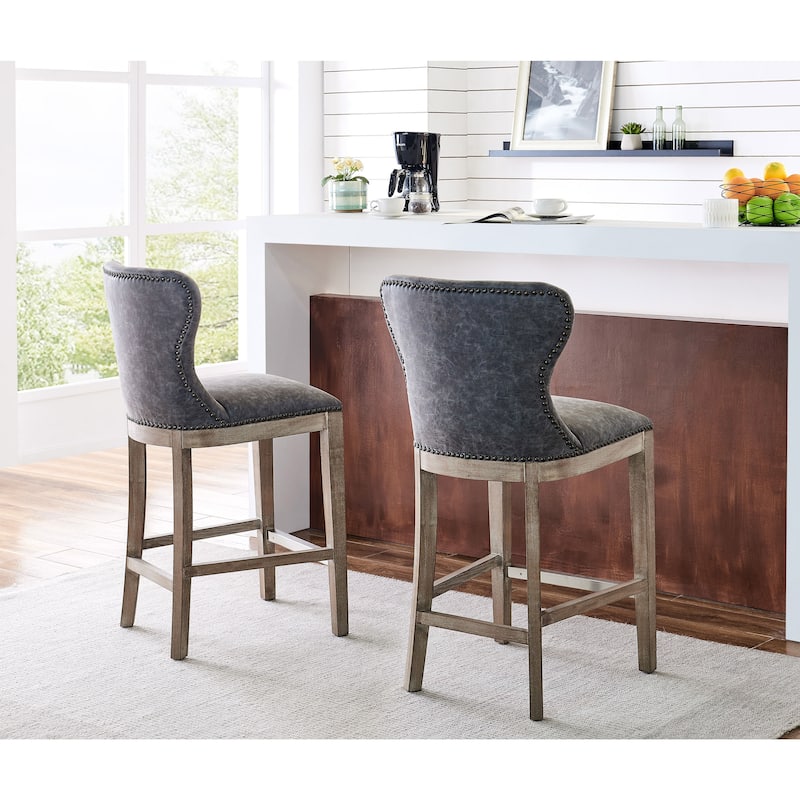NPD Furniture Dorsey Brown and Grey Nubuck Counter Stool - Nubuck Charcoal