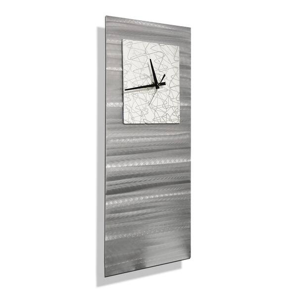 Shop Statements2000 Silver White Wall Clock Modern Abstract Art