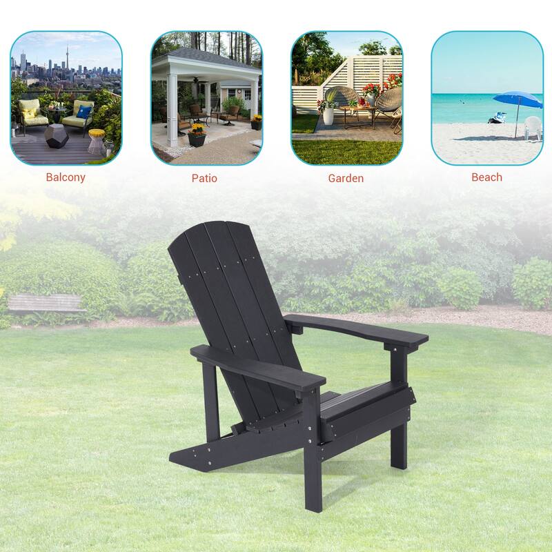 BONOSUKI Patio Adirondack Chair with Cupholder,Weather Resin-Set of 2