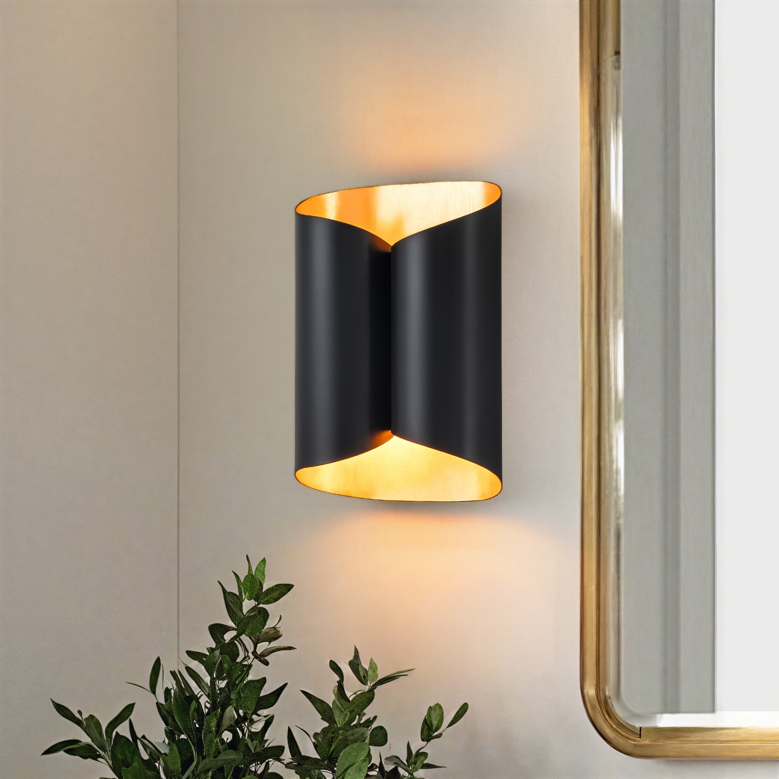 2-Light Matte Black Wall Sconce