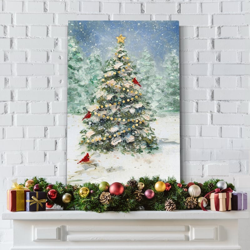 Cardinals and Christmas-Premium Gallery Wrapped Canvas - Ready to Hang